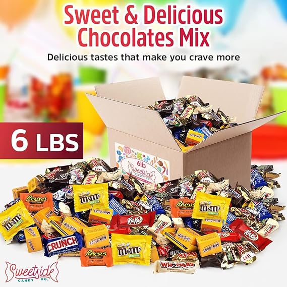 Chocolate Candy Variety Pack - Assorted Bulk Chocolate Mix - Movie Night Supplies, Mother's Day Gift, Snack Food Gift, Office Candy Assortment- Gift Bag for Birthday Party, Kids, College Students & Adults 6 Lb