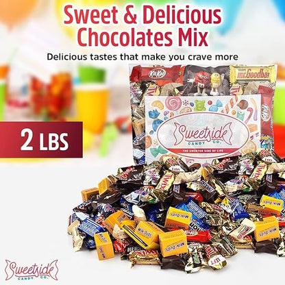 Chocolate Candy Variety Pack - 2 Lbs Assorted Bulk Chocolate Mix - Movie Night Supplies, Easter, Holiday Candy, Snack Food Gift, Office Candy Assortment - Gift Bag for Birthday Party, Kids, College Students & Adults (2 LBS)