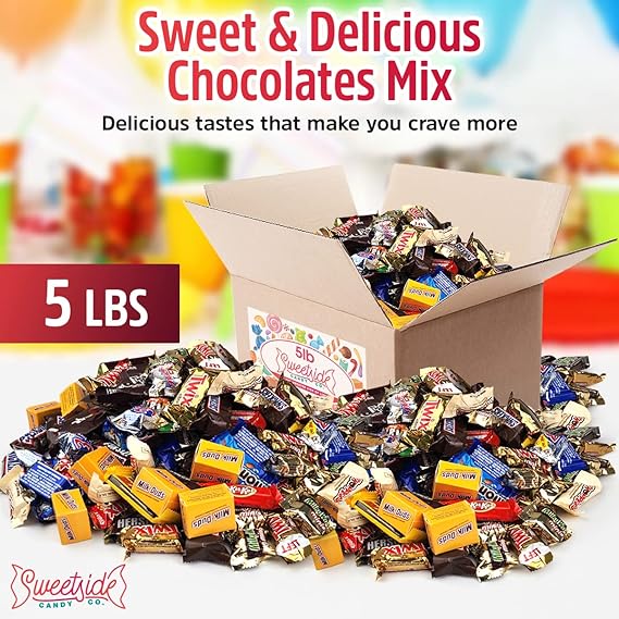 Chocolate Candy Variety Pack - 5 Lbs Assorted Bulk Chocolate Mix - Assorted Chocolate Candy Bulk Mix, Fun Size Assortment, Valentine's Day Candy, Office Candy - Gift Bag for Birthday Party, Chocolate Variety May Vary (5LB)