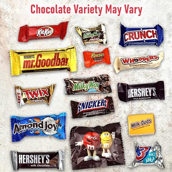 Chocolate Candy Variety Pack - 5 Lbs Assorted Bulk Chocolate Mix - Assorted Chocolate Candy Bulk Mix, Fun Size Assortment, Valentine's Day Candy, Office Candy - Gift Bag for Birthday Party, Chocolate Variety May Vary (5LB)