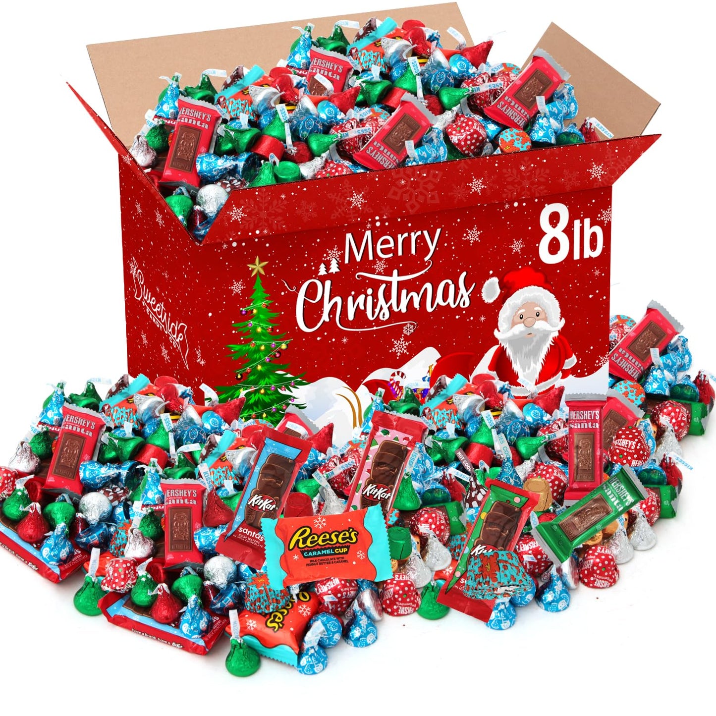 Christmas Chocolate Mix, 8lb Pack of Christmas Candy Individually Wrapped, Ideal for Candy Stocking Stuffers, Perfect Chocolate Candy for Chocolate Lovers